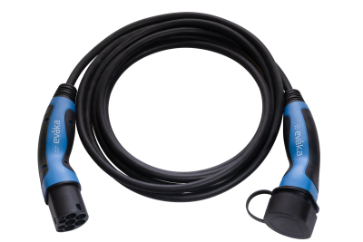 Evaka EV uzlādes kabelis Type2-Type2, 22 kW, 32 A, 5x6 mm2, 1x0.5 mm2, 5 m | EVA503325 | Melns